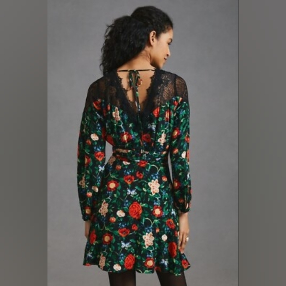 NwoT By Anthropologie Lacy V-Neck Mini Dress